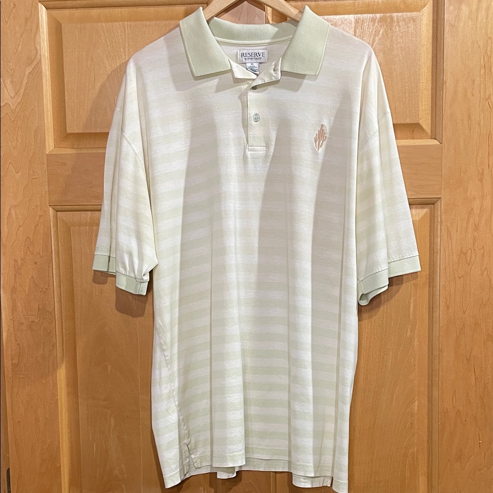 Sport Haley Cream and Light Green Striped Polo Shirt